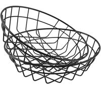 Creative Round Small French Fries Basket 2pcs, Hollow Iron Food Storage Basket for Snacks, Fried Chicken, Kitchen Serving Tray