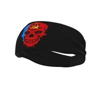 Creative Russian Soviet Federative Socialist Republic Patriot Skull National Flag Headbands Men Women Non Slip Wicking Sports Sweatband for Gym Basketball Yoga Hairbands