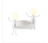 Creative Rustic Robot Wall Light Fixture, 12W Indoor Design Lamp, White, Single Head - Unique Home Decor Aent for Kids & Modern Spaces