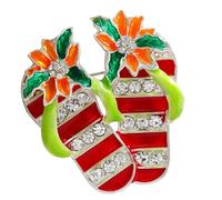 Creative Sandal Shaped Christmas Pin Alloy Festive Wearable Decoration for Gift Giving Holiday Gift Jewelry