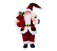 Creative Santa Claus Standing Figurine with Backpack for Holiday Decoration Suitable for Indoor and Outdoor Use (Claus red)