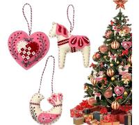 Creative Scandinavian Embroidery Kit, Felt Needle Ornaments, Art Craft Sewing Set for Kids & Adults, Felt Craft for Decorating, Horses Folk Birds Hearts Beginner Kit