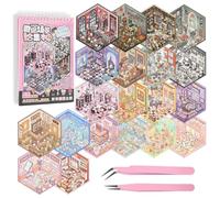 Creative Scene Sticker Book with 20 Miniature 3D House Scenes Featuring Spooky Halloween Micro Themes, 25 Reusable PET Stickers and 2 Tweezers, DIY Sticker Therapy Craft Gift for Adults
