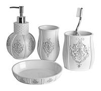 Creative Scents 4 Piece White Bath Accessory Set