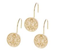 Creative Scents Decorative Shower Curtain Hooks Gold - Set of 12 Beige with Gold Shower Hooks for Shower Curtain - Sturdy Constructed Smooth Gliding Shower Rings for Curtain - (Shannon Collection)