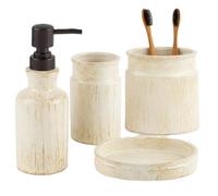 Creative Scents Rustic Luxe Beige 4 Piece Bathroom Accessories Set