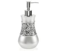 Creative Scents Silver Hand Soap Dispenser for Bathroom, Decorative Countertop Lotion Dispenser, Elegant Crackled Glass Liquid Soap Dispenser with Sturdy Pump for Classic Bathroom Décor