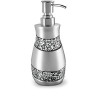 Creative Scents Silver Mosaic Liquid Soap Dispenser for Bathroom - Decorative Lotion Dispenser - Bling Countertop Soap Dispenser for Liquid Soap and Lotion with Durable Metal Pump (Silver-Gray)