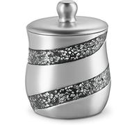 Creative Scents Silver Mosaic Qtip Holder for Bathroom - Decorative Cotton Ball Holder Jar - Durable Resin cotton Swab dispenser - Bathroom Accessories Vanity storage