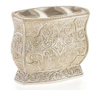 Creative Scents Victoria Beige Toothbrush Holder for Bathroom - Family Toothbrush and Toothpaste Holder - Decorative 3 Slot Toothbrush Cup Neatly Holds Multiple Toothbrushes and Toothpaste