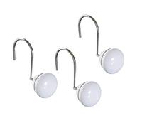 Creative Scents White Shower Curtain Hooks - Set of 12 White Shower Curtain Rings for Bathroom Shower Rod - Sturdy Decorative Shower Hooks for Shower Curtain - Easy to Glide Shower Rings for Curtain