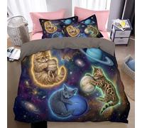 Creative Sci-Fi Animals Bedding Set for Boys Girls Kids,Fantastic ideas about space and the universe Comforter Aesthetic Duvet Cover Royal Blue Quilt with Zipper Closure & Corner Ties,Double
