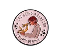 Creative Science Brooch Sarcastic Letters Microscope Design Round Alloy Pin Stylish Accessory Circular Badge