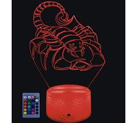 Creative Scorpion 3D Night Light USB Powered Remote Control Decor Table Desk Optical Illusion Lamps 7/16 Color Changing Lights LED Table Lamp Xmas Home Love Brithday Children Kids Decor Toy Gift