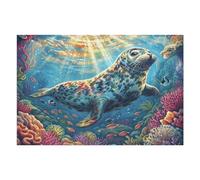Creative Seal Ocean Coral Reef Seaside Coastal Wild Nature 1000 Piece Adult Jigsaw Puzzle Fun Engaging Stimulating Perfect Hobby for Family Or Friends 1000 PCS（75x50cm）