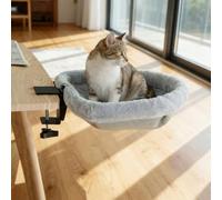 Creative Semi-Circular Cat Table Bed Soft Space Saving Desk Hammock, Creative Non-Slip Clamp Cat Perch