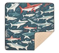 Creative Shark Pattern Baby Play Mat for Floor, 50x50 inch Playpen Mat,Thicken Soft Non-Slip Tummy Time Mat for Toddlers and Infants
