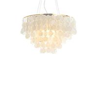 Creative Shell Chandelier for Living Room E27, Modern Pendant Light with Mother of Pearl Plates, Ideal Dining Table Lighting, Unique Shell Design, Elegant Home Decor