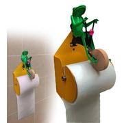 Creative Shrimp Wheelbarrow Wooden Toilet Paper Holder, Gentleman Frog Unicycle Wall Mounted Roll Paper Holder, Funny Shrimp Bicycle Bathroom Wall Decor Tissue Roll Storage, Birthday Gifts