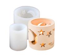 Creative Silicone Mold for Tealight Shades Star and Moon Pattern Easy Releasing Moulds Silicone Texture for Crafting Jewelry Making Tool
