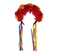 Creative Simulation Marigold Headband with Flowing Ribbons for Day of the Dead and Music Festivals Photography Headdress