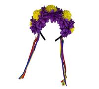 Creative Simulation Marigold Headband with Flowing Ribbons for Day of the Dead and Music Festivals Photography Headdress