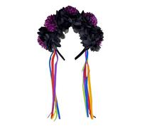 Creative Simulation Marigold Headband with Flowing Ribbons for Day of the Dead and Music Festivals Photography Headdress