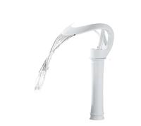 Creative Single Hole Bathroom Sink Faucet, Hot & Cold Water, All Copper, Modern Cascade Style, Ideal for Home Use - White B Sink Tap