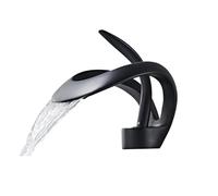 Creative Single Hole Cascade Sink Faucet Hot & Cold Copper Bathroom Tap for Home Use Stylish Lavabo Mixer for Vanity - Noir Finish