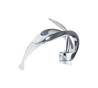 Creative Single Hole Waterfall Bathroom Sink Faucet, Hot & Cold Copper Basin Tap for Home Use, Durable Electroplated Finish, Modern Design for Vanity or Washbasin.
