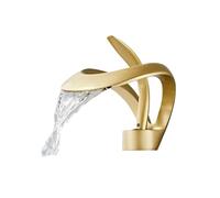 Creative Single Hole Waterfall Bathroom Sink Faucet, Hot & Cold Copper Faucet for Home Use, Frosted Gold Finish, Stylish Basin Mixer Tap for Modern Vanities