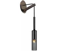 Creative Smoke Gray Glass Wall Light Beer Bottle Crystal Glass Wall Lamp Cylindrical Long Tube Wall Sconce Brass Adjustable Height Wall Mount Lighting for Bedroom Living Room Hallway,1-Pack