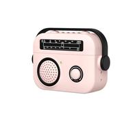 Creative Smooth Matt Surface Ultra Thin Vintage Mini Radio Case for AirPods Pro 3，Soft TPU Silicone Radio Wireless Charging AirPods Pro 3 Cover Earbud Protective Protector -Pink