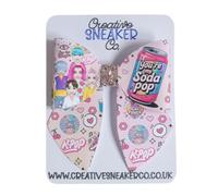 Creative Sneaker Co K-Pop Themed saor hair bow Pink Kawaii Design with Soda Pop Art, Hearts and Cherry Pattern, Fashion Accessory