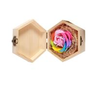 Creative Soap Flower Wooden Box Pink Hexagonal Rose Gift | Elegant Simulated Rose Design, Photo Prop and Decoration, for Home Birthdays, Valentine's Day and Christmas
