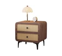 Creative Solid Wood Bedside Table - High-End Rattan Storage Cabinet for Bedroom Essentials Stylish 40CM x 40CM x 50CM Nightstand Modern Home Decor.