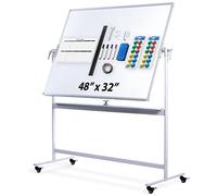 CREATIVE SPACE White Board - Large 32x48 Inch Mobile Magnetic Whiteboard with Stand - Rolling Double Sided Dry Erase Boards for Home & School w/ 10 Grid Tapes & Wall Mount - Office Accessories