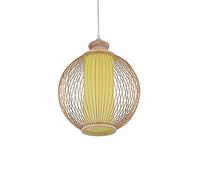 Creative Sphere Shape Simple Bamboo Pendant Lighting, with Parchment Lampshade Rattan, Japanese Restaurant Decoration Hanging Lamps, Energy-Saving Lighting Device