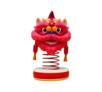 Creative Spring Lion Dance Car Lion Hand Decoration for National Tide Small Decor, ABS Material, Red Pink Yellow, 10x5x10cm