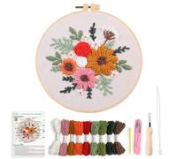 Creative Stab Punch Needle Kit, Sunflowers, Daisy & Flower Patterns , Beginner-Friendly ,Complete Set with Fabric, Needle, Yarn & Instructions , Perfect for Adult Handicraft Enthusiasts (flower)