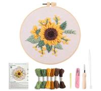 Creative Stab Punch Needle Kit, Sunflowers, Daisy & Flower Patterns , Beginner-Friendly ,Complete Set with Fabric, Needle, Yarn & Instructions , Perfect for Adult Handicraft Enthusiasts (sunflower)