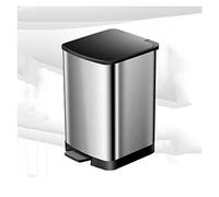 Creative Stainless Steel Kitchen Trash Can with Pedal 14L Household Waste Bin with Lid Simple Pedal Trash Can for Kitchen Office and Home Silver