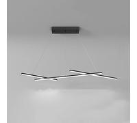 Creative Strip LED Dimming Nordic Kitchen Pendant Lighting Black Long Chandelier Dining Room Bar White Slender Tube Linear Ceiling Hanging Lamp for Living Room Foyer Office