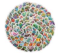 Creative Succulent Plant Vinyl Stickers, 100 PCS Potted Cactus & Echeveria Decals for Laptops, Scrapbooking, Journals, Notebooks, Water Bottles, Suitcases & DIY Decor