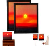 Creative Sunset Hand Pulled Night Light, Movable Sunrise to Sunsets Scenery Wall Lamp, Hand Pulled Wall Light That Moves with The Sun, for Bedroom Living Room Home Decor (2 PCS)
