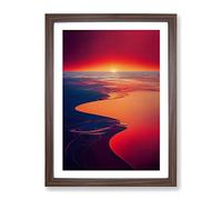 Creative Sunset View Framed Print for Living Room Bedroom Home Office Décor, Wall Art Picture Ready to Hang, Walnut A2 Frame (64 x 46 cm)