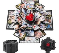 Creative Surprise Explosion Box - Black Hexagonal Folding Photo Album Memory Gift Box for Wedding, Birthday, Valentine, Anniversary