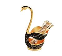 Creative Swan Base Holder | Zinc Alloy Western Cutlery Dessert Fork Spoon Rack | Elegant Tableware Organizer for Dining Buffet Dinnerware Display, Gold White, Silver White, red Gold, Black Gold