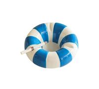 Creative Swim Ring shaped ashtray, blue and white Striped Cigarettes Ashtray, Summer Ashtrays, Cute Ashtray, Novelty Ash Container, for Home Office Decoration