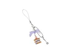Creative Taro Cream Napoleon Phone Keychain Beads Accessories Gift Idea Mixed Material Phone Charm for Women, あ